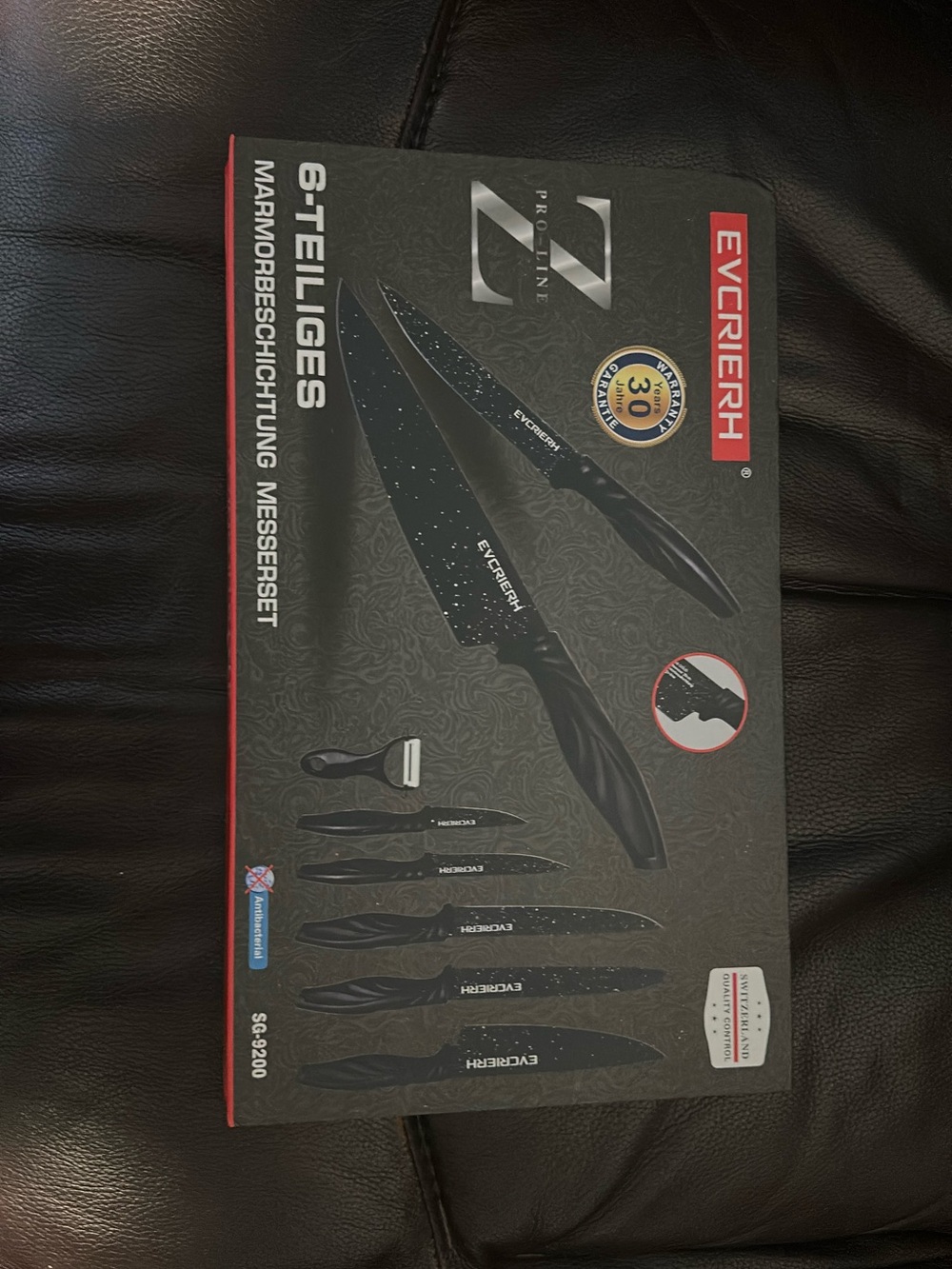 Evcrerh 6-Piece Marble Coated Knife Set - Black